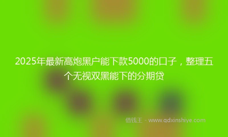 2025年最新高炮黑户能下款5000的口子，整理五个无视双黑能下的分期贷