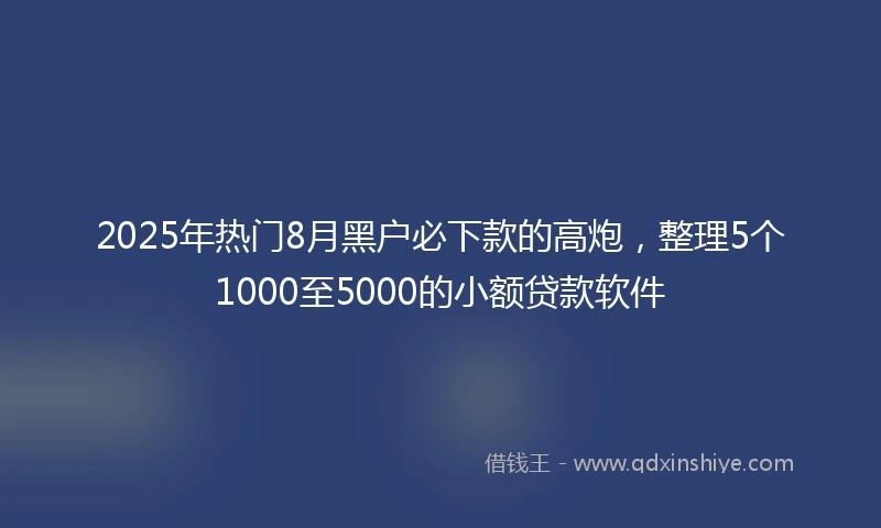 2025年热门8月黑户必下款的高炮，整理5个1000至5000的小额贷款软件