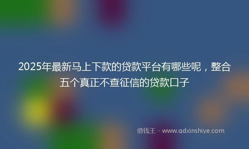 2025年最新马上下款的贷款平台有哪些呢，整合五个真正不查征信的贷款口子