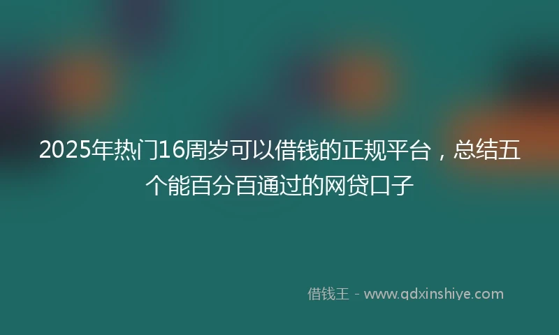 2025年热门16周岁可以借钱的正规平台，总结五个能百分百通过的网贷口子