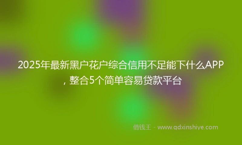 2025年最新黑户花户综合信用不足能下什么APP，整合5个简单容易贷款平台