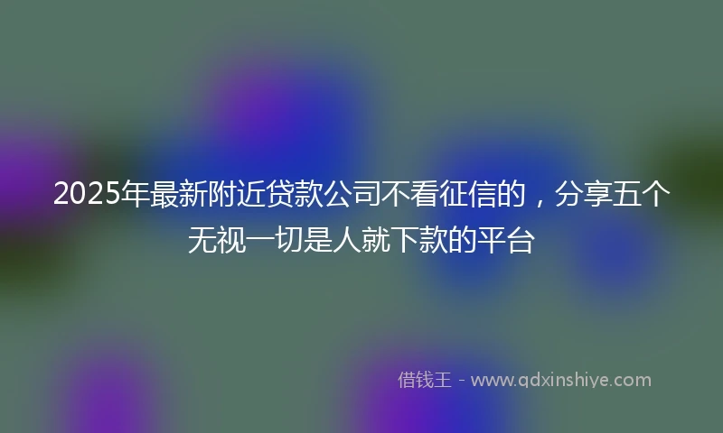 2025年最新附近贷款公司不看征信的，分享五个无视一切是人就下款的平台