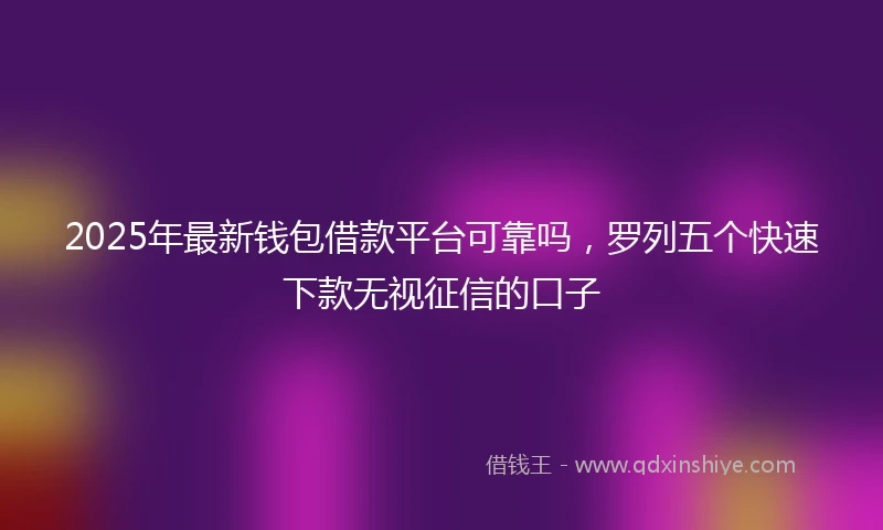 2025年最新钱包借款平台可靠吗，罗列五个快速下款无视征信的口子