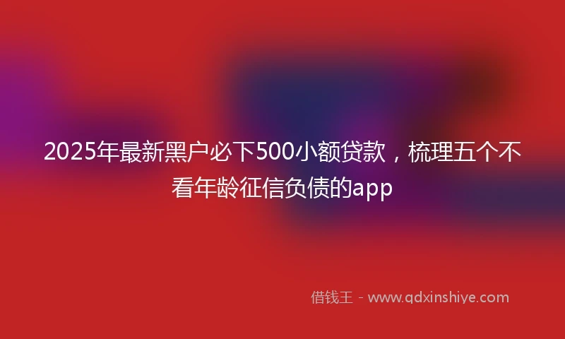 2025年最新黑户必下500小额贷款，梳理五个不看年龄征信负债的app