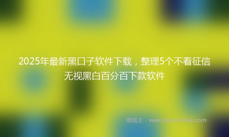 2025年最新黑口子软件下载，整理5个不看征信无视黑白百分百下款软件