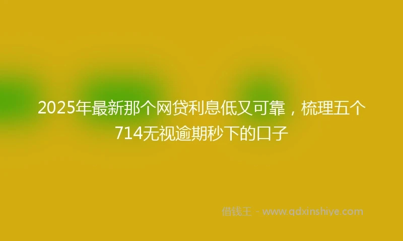 2025年最新那个网贷利息低又可靠，梳理五个714无视逾期秒下的口子