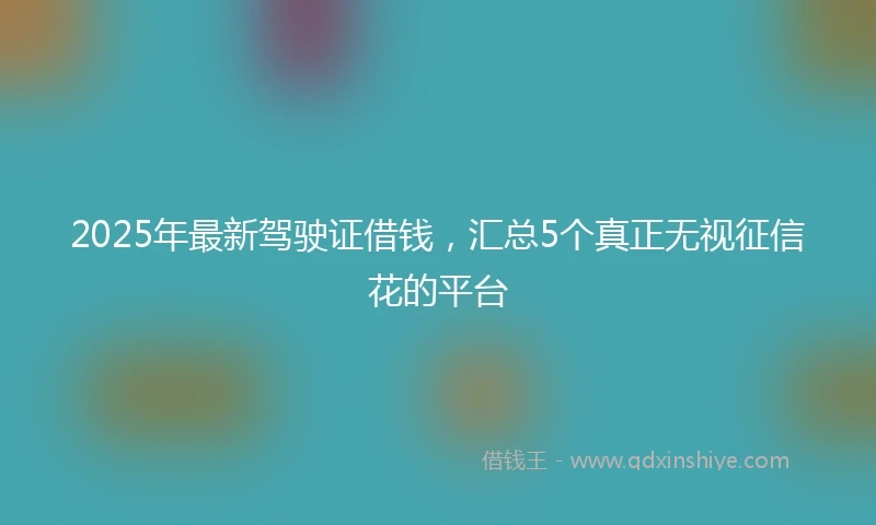 2025年最新驾驶证借钱，汇总5个真正无视征信花的平台