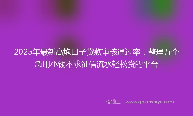 2025年最新高炮口子贷款审核通过率，整理五个急用小钱不求征信流水轻松贷的平台