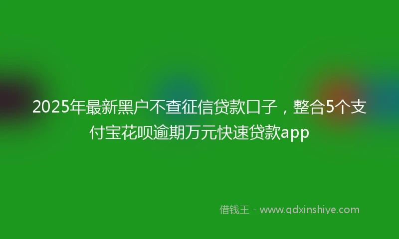2025年最新黑户不查征信贷款口子，整合5个支付宝花呗逾期万元快速贷款app