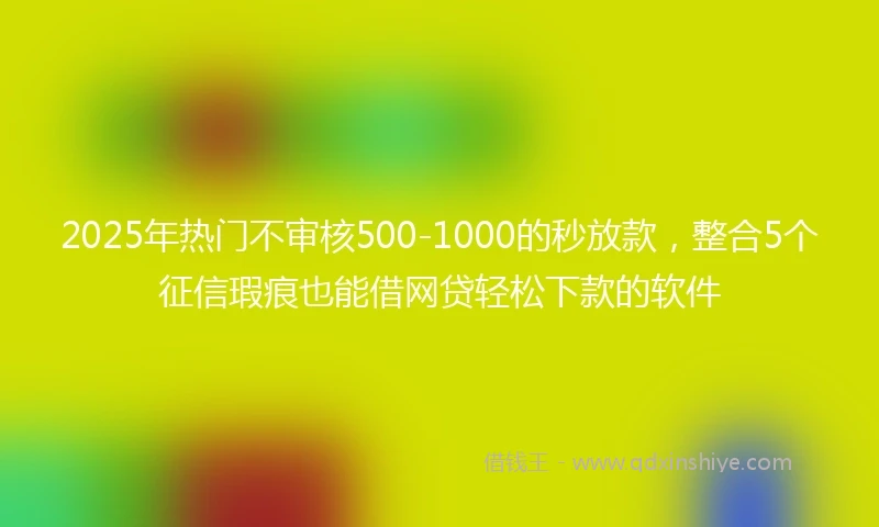 2025年热门不审核500-1000的秒放款，整合5个征信瑕疵也能借网贷轻松下款的软件