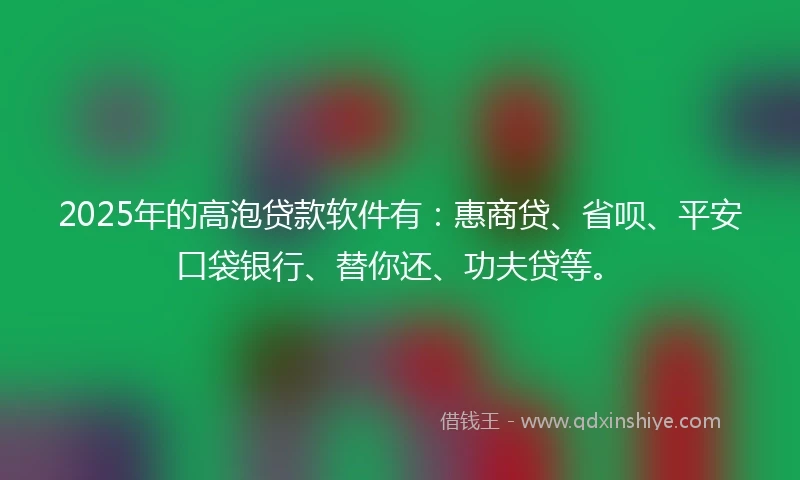 2025年的高泡贷款软件有：惠商贷、省呗、平安口袋银行、替你还、功夫贷等。