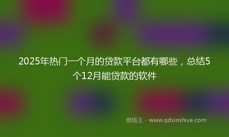 2025年热门一个月的贷款平台都有哪些，总结5个12月能贷款的软件