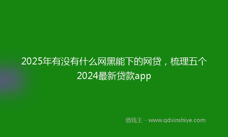 2025年有没有什么网黑能下的网贷，梳理五个2024最新贷款app