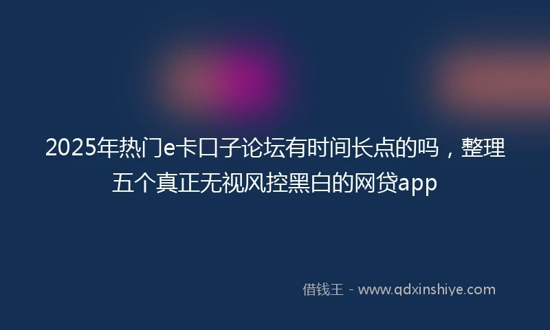 2025年热门e卡口子论坛有时间长点的吗,整理五个真正无视风控黑白的网贷app