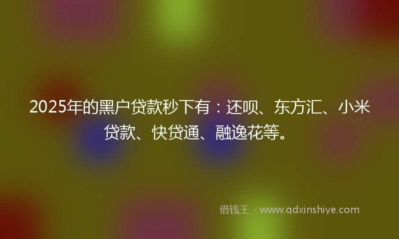 2025年的黑户贷款秒下有：还呗、东方汇、小米贷款、快贷通、融逸花等。