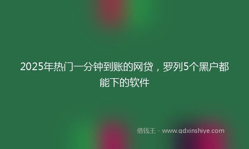 2025年热门一分钟到账的网贷，罗列5个黑户都能下的软件