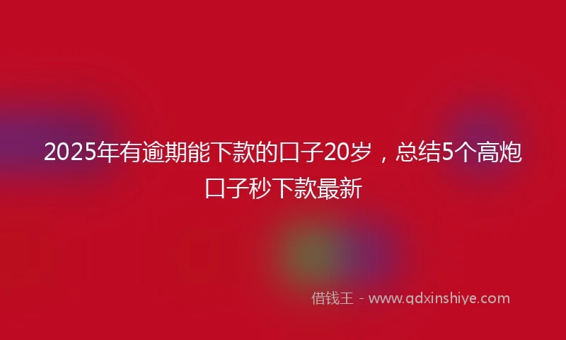 2025年有逾期能下款的口子20岁，总结5个高炮口子秒下款最新