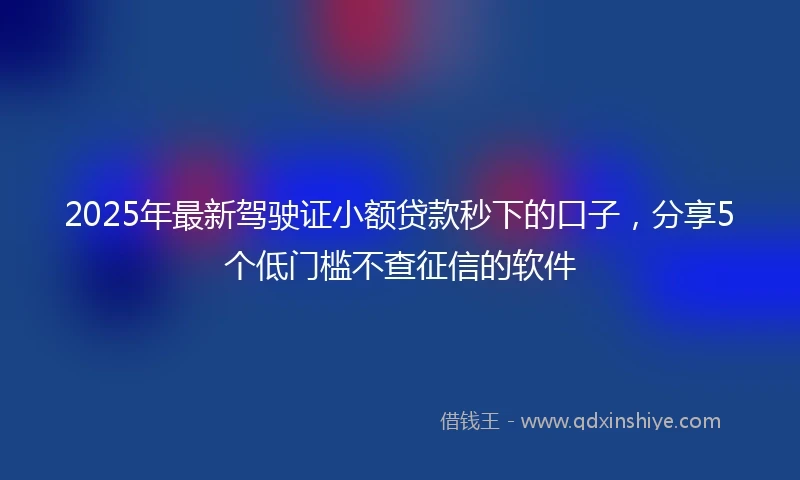 2025年最新驾驶证小额贷款秒下的口子，分享5个低门槛不查征信的软件