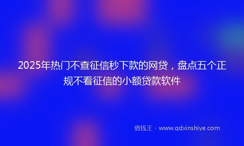 2025年热门不查征信秒下款的网贷，盘点五个正规不看征信的小额贷款软件