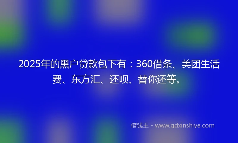 2025年的黑户贷款包下有：360借条、美团生活费、东方汇、还呗、替你还等。
