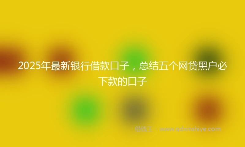 2025年最新银行借款口子，总结五个网贷黑户必下款的口子