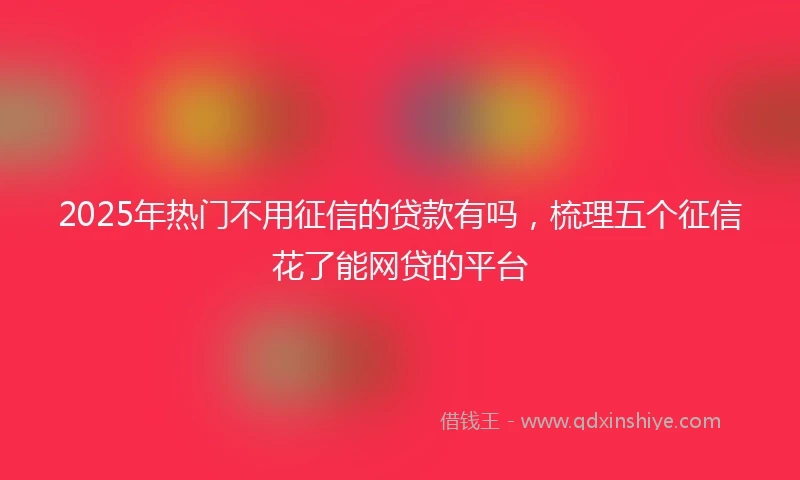 2025年热门不用征信的贷款有吗，梳理五个征信花了能网贷的平台