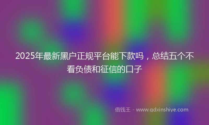 2025年最新黑户正规平台能下款吗，总结五个不看负债和征信的口子