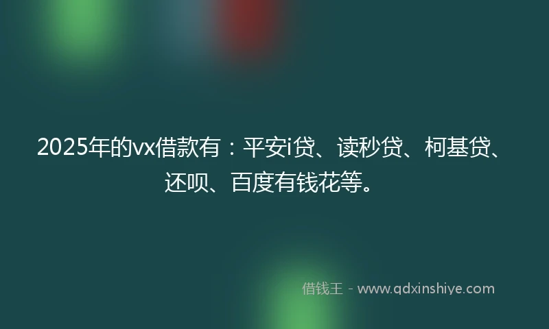 2025年的vx借款有:平安i贷、读秒贷、柯基贷、还呗、百度有钱花等。
