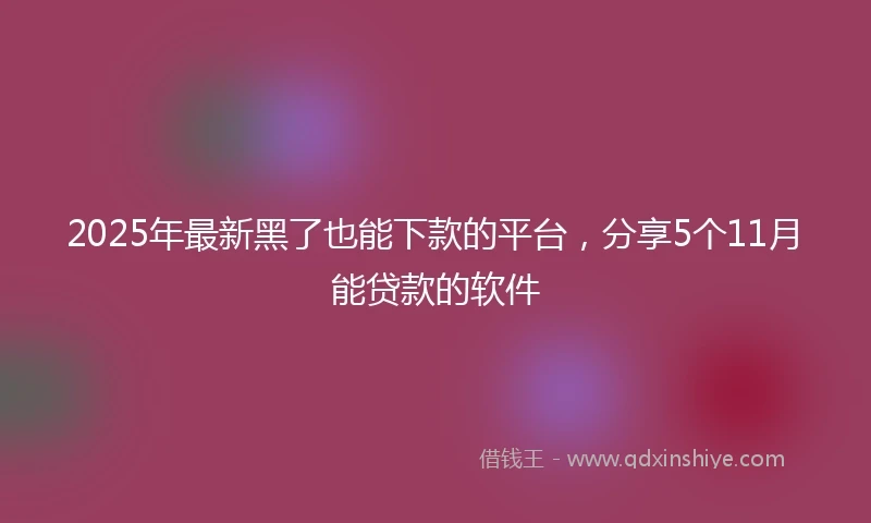 2025年最新黑了也能下款的平台，分享5个11月能贷款的软件