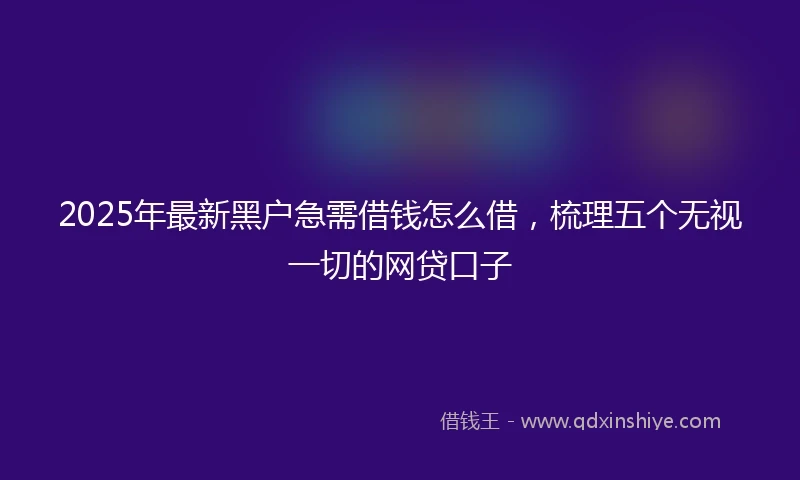 2025年最新黑户急需借钱怎么借，梳理五个无视一切的网贷口子