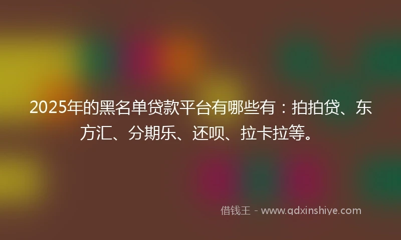 2025年的黑名单贷款平台有哪些有：拍拍贷、东方汇、分期乐、还呗、拉卡拉等。
