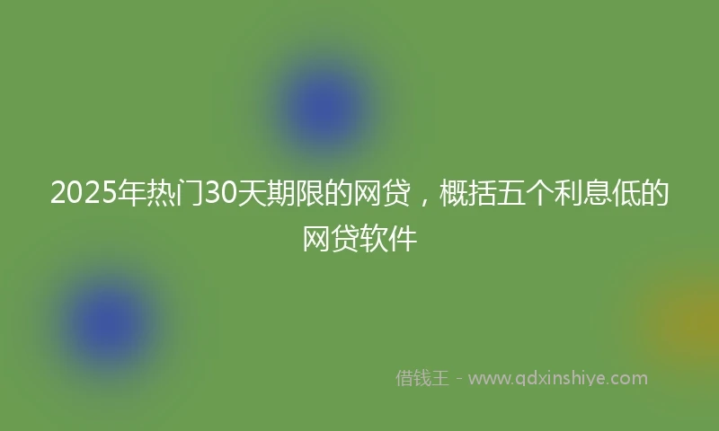 2025年热门30天期限的网贷，概括五个利息低的网贷软件