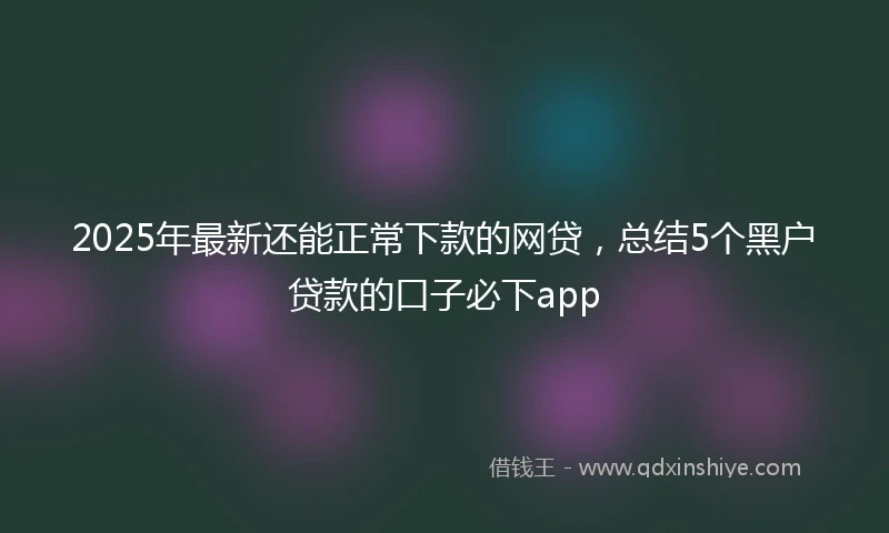 2025年最新还能正常下款的网贷,总结5个黑户贷款的口子必下app