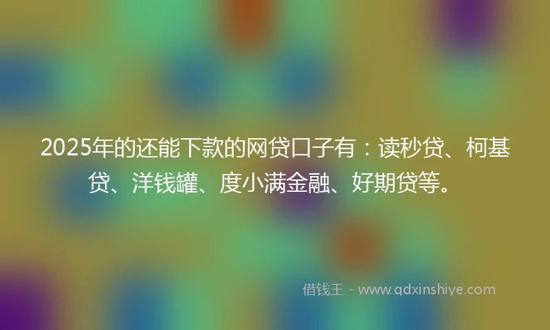 2025年的还能下款的网贷口子有：读秒贷、柯基贷、洋钱罐、度小满金融、好期贷等。
