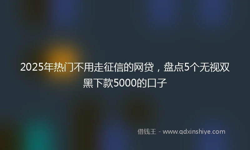 2025年热门不用走征信的网贷，盘点5个无视双黑下款5000的口子