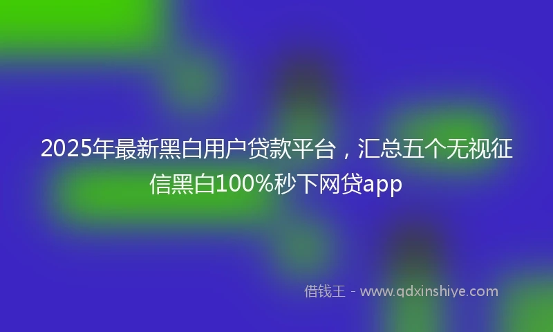 2025年最新黑白用户贷款平台，汇总五个无视征信黑白100%秒下网贷app