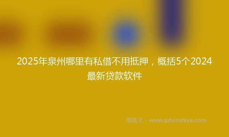 2025年泉州哪里有私借不用抵押，概括5个2024最新贷款软件
