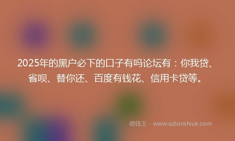 2025年的黑户必下的口子有吗论坛有：你我贷、省呗、替你还、百度有钱花、信用卡贷等。