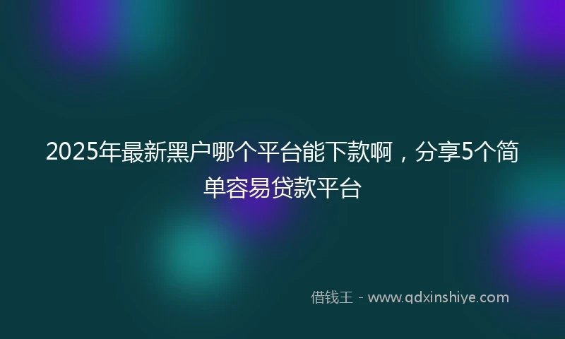 2025年最新黑户哪个平台能下款啊，分享5个简单容易贷款平台
