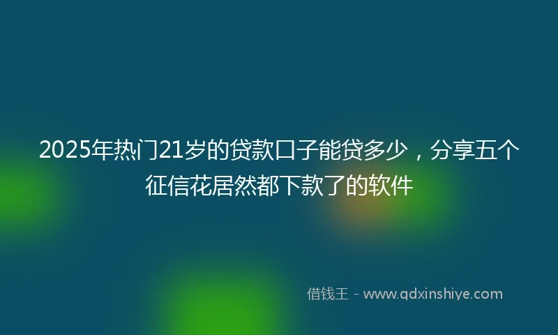 2025年热门21岁的贷款口子能贷多少,分享五个征信花居然都下款了的软件