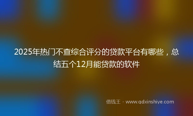 2025年热门不查综合评分的贷款平台有哪些,总结五个12月能贷款的软件
