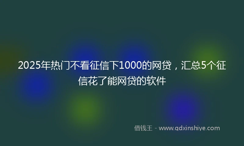 2025年热门不看征信下1000的网贷，汇总5个征信花了能网贷的软件