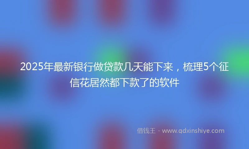 2025年最新银行做贷款几天能下来，梳理5个征信花居然都下款了的软件