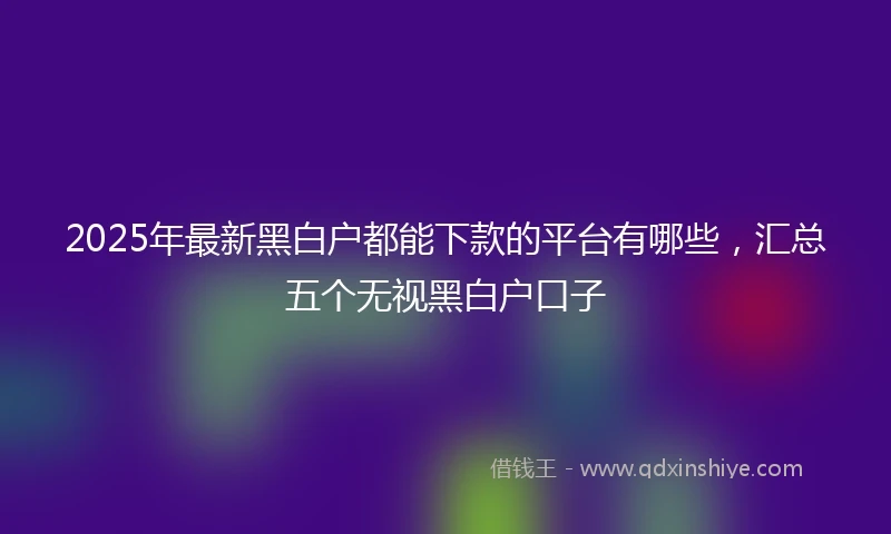 2025年最新黑白户都能下款的平台有哪些，汇总五个无视黑白户口子