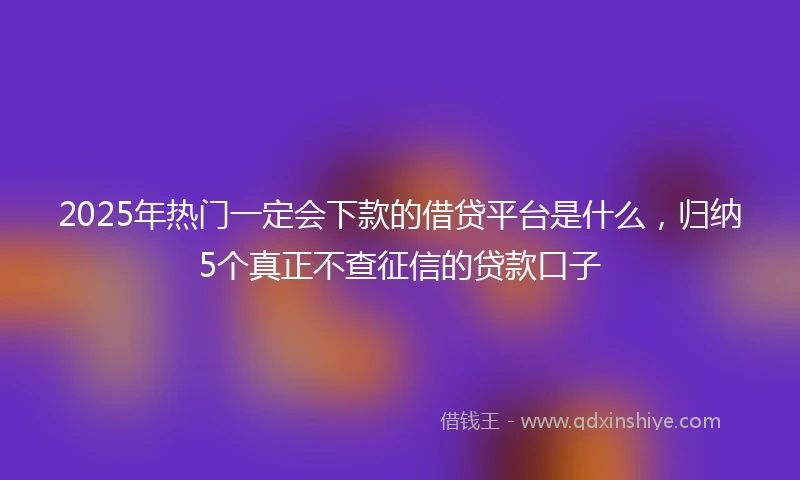 2025年热门一定会下款的借贷平台是什么，归纳5个真正不查征信的贷款口子