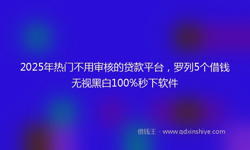 2025年热门不用审核的贷款平台，罗列5个借钱无视黑白100%秒下软件