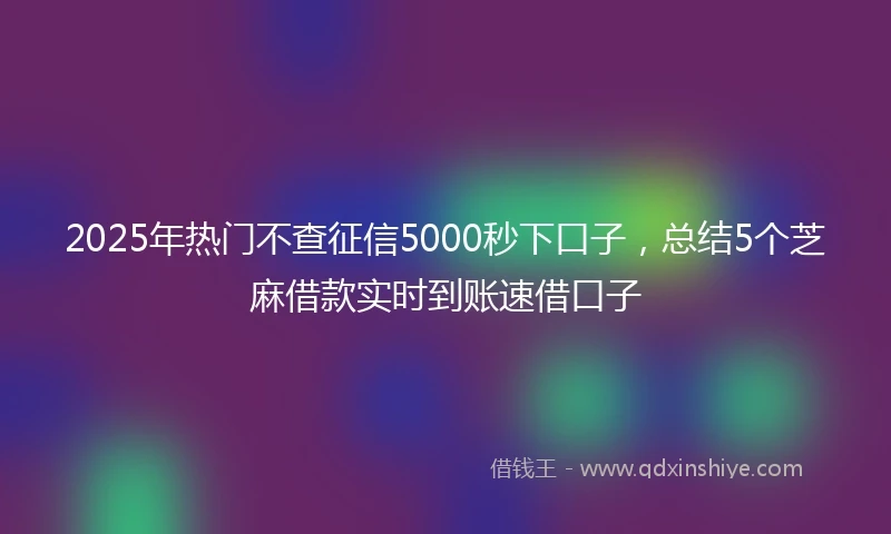 2025年热门不查征信5000秒下口子，总结5个芝麻借款实时到账速借口子