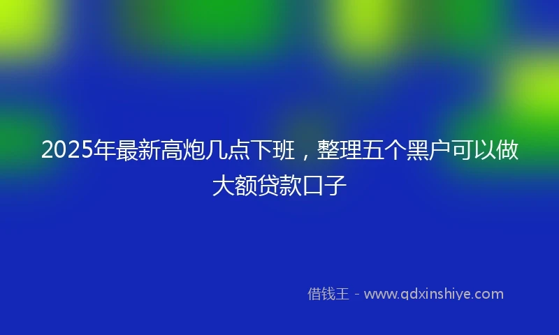 2025年最新高炮几点下班，整理五个黑户可以做大额贷款口子