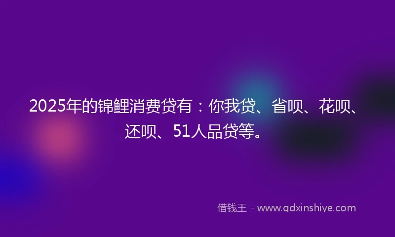 2025年的锦鲤消费贷有：你我贷、省呗、花呗、还呗、51人品贷等。