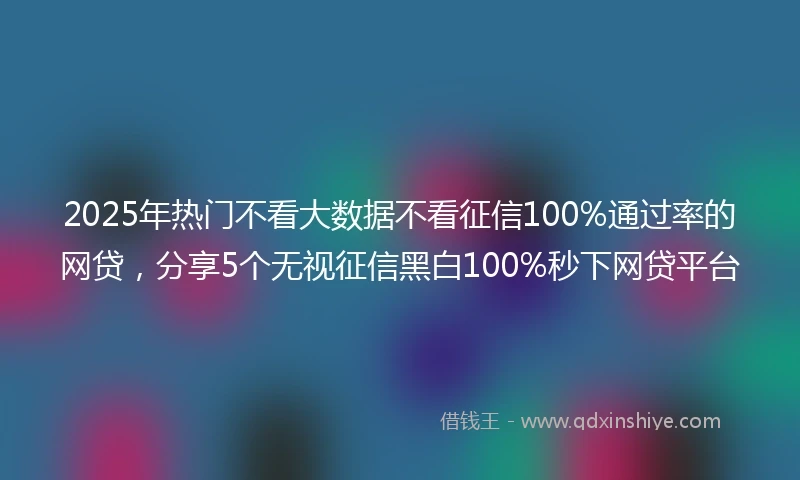 2025年热门不看大数据不看征信100%通过率的网贷，分享5个无视征信黑白100%秒下网贷平台